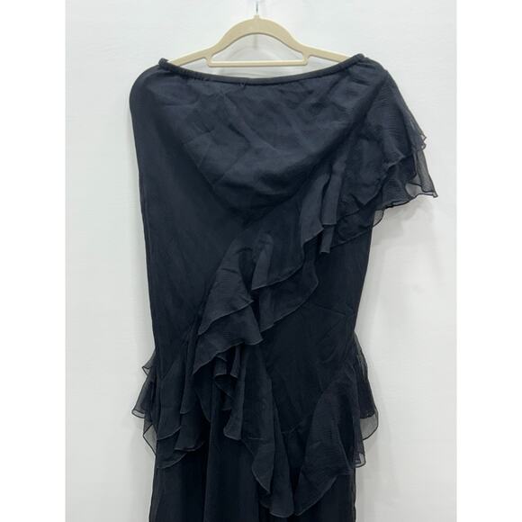 Cami Womens Black Whimsigoth Chiffon Steampunk Goth Layered Maxi Skirt Silk Sz M - Picture 4 of 8